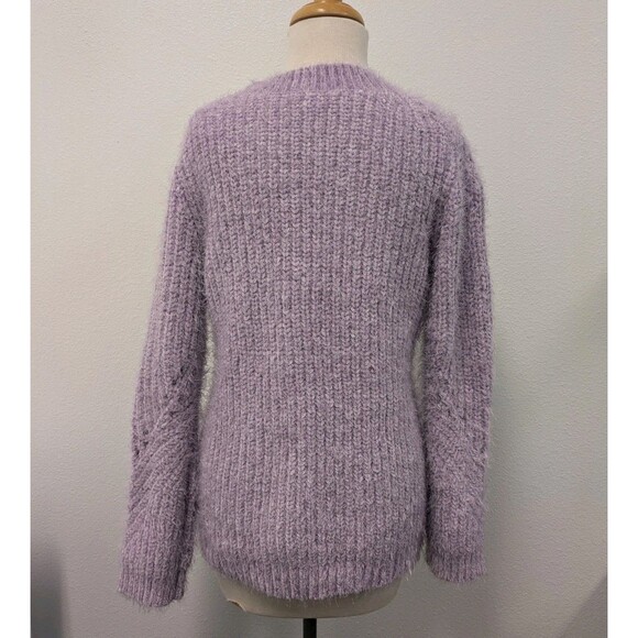 Talbots Lilac Purple Open Knit Cozy Soft Eyelash Sweater sz M Casual - Picture 6 of 8
